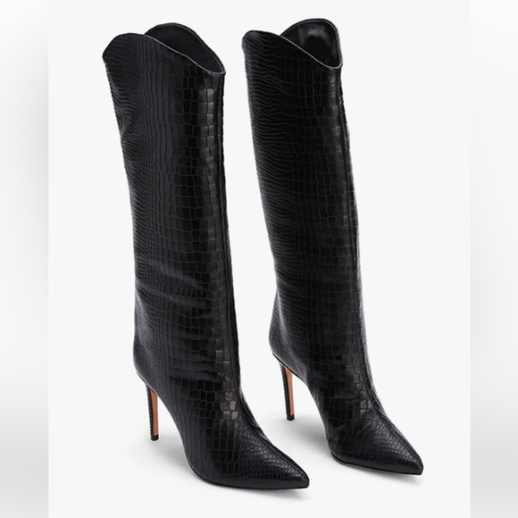 SCHUTZ maryana black croc heeled boot - Picture 2 of 4
